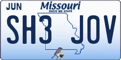 MO license plate SH3J0V