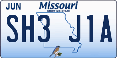 MO license plate SH3J1A