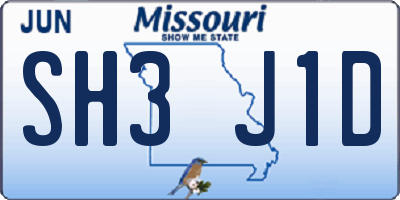 MO license plate SH3J1D