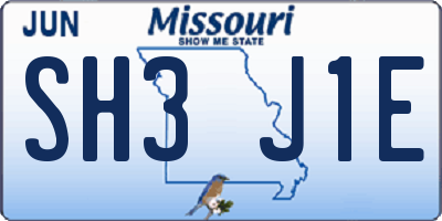 MO license plate SH3J1E