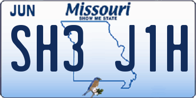 MO license plate SH3J1H