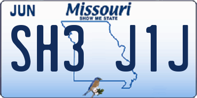 MO license plate SH3J1J