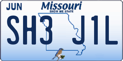 MO license plate SH3J1L
