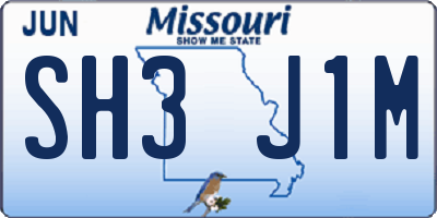 MO license plate SH3J1M