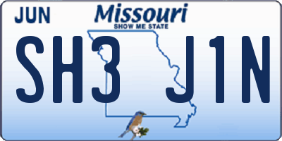 MO license plate SH3J1N