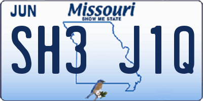 MO license plate SH3J1Q