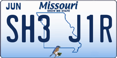 MO license plate SH3J1R