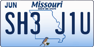 MO license plate SH3J1U