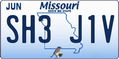 MO license plate SH3J1V