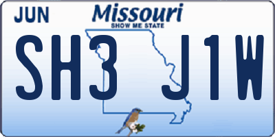 MO license plate SH3J1W