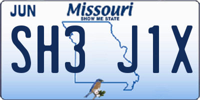 MO license plate SH3J1X