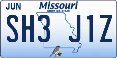 MO license plate SH3J1Z