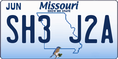 MO license plate SH3J2A