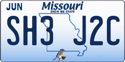 MO license plate SH3J2C