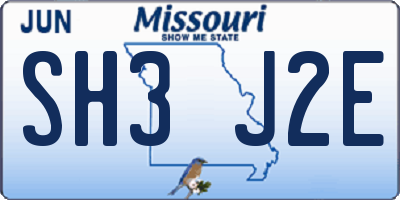 MO license plate SH3J2E