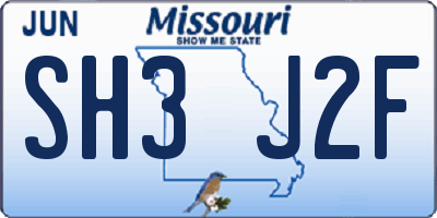 MO license plate SH3J2F
