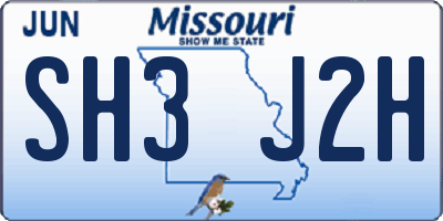 MO license plate SH3J2H