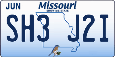MO license plate SH3J2I