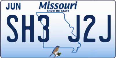 MO license plate SH3J2J