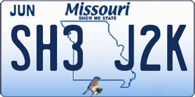 MO license plate SH3J2K