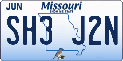 MO license plate SH3J2N