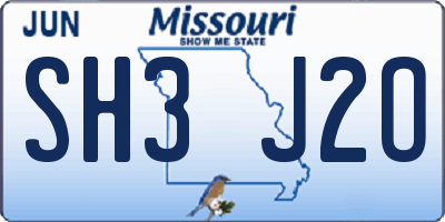 MO license plate SH3J2O