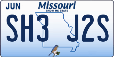MO license plate SH3J2S