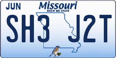 MO license plate SH3J2T