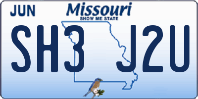 MO license plate SH3J2U