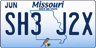 MO license plate SH3J2X