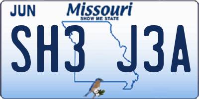 MO license plate SH3J3A