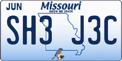 MO license plate SH3J3C