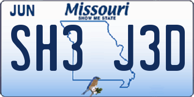 MO license plate SH3J3D