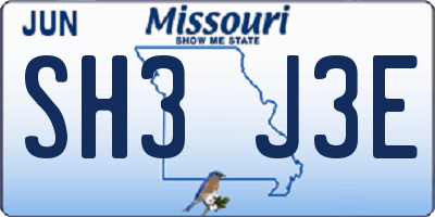 MO license plate SH3J3E