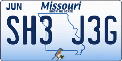 MO license plate SH3J3G