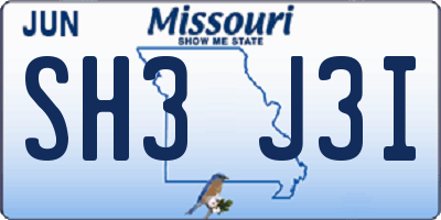 MO license plate SH3J3I