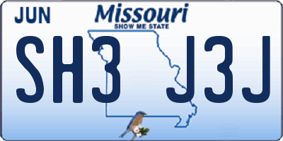 MO license plate SH3J3J