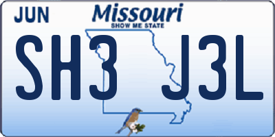 MO license plate SH3J3L