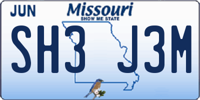 MO license plate SH3J3M