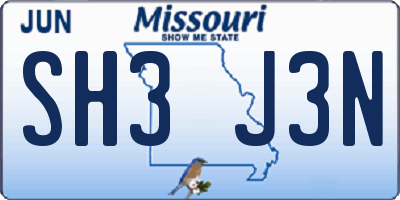 MO license plate SH3J3N