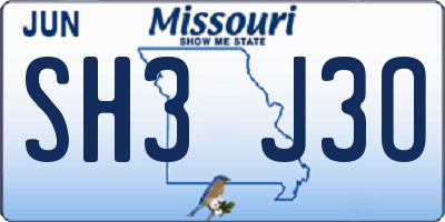 MO license plate SH3J3O