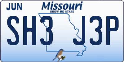 MO license plate SH3J3P