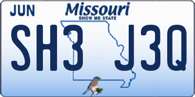 MO license plate SH3J3Q