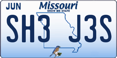 MO license plate SH3J3S