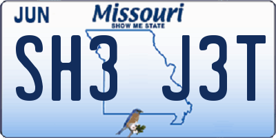 MO license plate SH3J3T