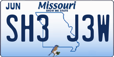 MO license plate SH3J3W