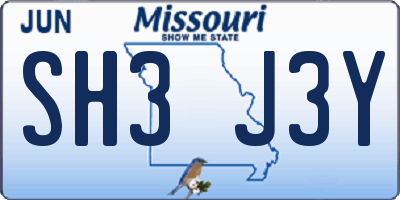 MO license plate SH3J3Y