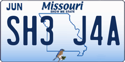 MO license plate SH3J4A