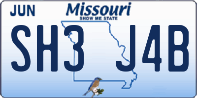 MO license plate SH3J4B