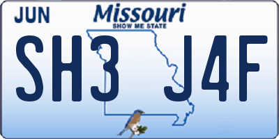 MO license plate SH3J4F